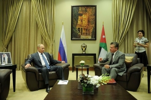 Встреча В. Путина с королем Иордании Абдаллой II. Переводчик - Елена Полынцева